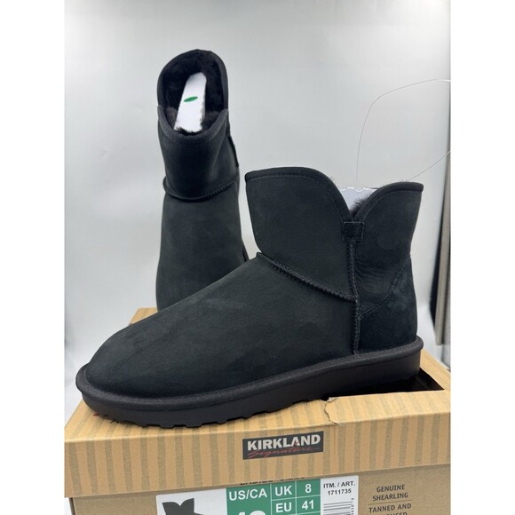 Kirkland Women's Shearling Scalloped Edge Suede Boot Booties Black NEW Size 10 - Picture 1 of 15